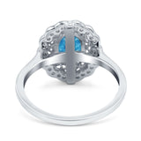 Art Deco Wedding Ring Oval Cut Solid Simulated Cubic Zirconia 925 Sterling Silver