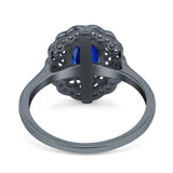 Art Deco Wedding Ring Oval Cut Solid Simulated Cubic Zirconia 925 Sterling Silver