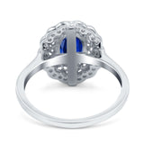 Art Deco Wedding Ring Oval Cut Solid Simulated Cubic Zirconia 925 Sterling Silver