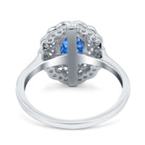 Art Deco Wedding Ring Oval Cut Solid Simulated Cubic Zirconia 925 Sterling Silver
