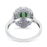 Art Deco Wedding Ring Oval Cut Solid Simulated Cubic Zirconia 925 Sterling Silver