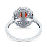 Art Deco Wedding Ring Oval Cut Solid Simulated Cubic Zirconia 925 Sterling Silver