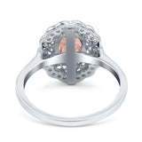 Art Deco Wedding Ring Oval Cut Solid Simulated Cubic Zirconia 925 Sterling Silver