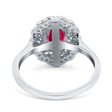 Art Deco Wedding Ring Oval Cut Solid Simulated Cubic Zirconia 925 Sterling Silver