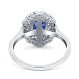 Art Deco Wedding Ring Oval Cut Solid Simulated Cubic Zirconia 925 Sterling Silver