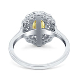Art Deco Wedding Ring Oval Cut Solid Simulated Cubic Zirconia 925 Sterling Silver