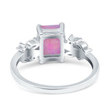 Emerald Cut Art Deco Engagement Wedding Bridal Ring Round Simulated Cubic Zirconia 925 Sterling Silver