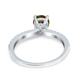 Art Deco Wedding Engagement Ring Simulated Cubic Zirconia Accent Vintage Bridal Ring Round 925 Sterling Silver