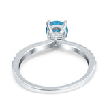 Art Deco Wedding Engagement Ring Simulated Cubic Zirconia Accent Vintage Bridal Ring Round 925 Sterling Silver
