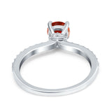 Art Deco Wedding Engagement Ring Simulated Cubic Zirconia Accent Vintage Bridal Ring Round 925 Sterling Silver