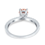 Art Deco Wedding Engagement Ring Simulated Cubic Zirconia Accent Vintage Bridal Ring Round 925 Sterling Silver