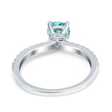 Art Deco Wedding Engagement Ring Simulated Cubic Zirconia Accent Vintage Bridal Ring Round 925 Sterling Silver