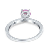 Art Deco Wedding Engagement Ring Simulated Cubic Zirconia Accent Vintage Bridal Ring Round 925 Sterling Silver