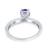 Art Deco Wedding Engagement Ring Simulated Cubic Zirconia Accent Vintage Bridal Ring Round 925 Sterling Silver