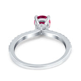 Art Deco Wedding Engagement Ring Simulated Cubic Zirconia Accent Vintage Bridal Ring Round 925 Sterling Silver