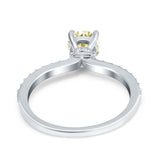 Art Deco Wedding Engagement Ring Simulated Cubic Zirconia Accent Vintage Bridal Ring Round 925 Sterling Silver