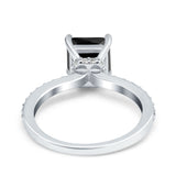 Cushion Cut Art Deco Vintage Engagement Wedding Bridal Ring Round Simulated Cubic Zirconia Accent 925 Sterling Silver