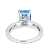 Cushion Cut Art Deco Vintage Engagement Wedding Bridal Ring Round Simulated Cubic Zirconia Accent 925 Sterling Silver