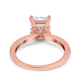 Cushion Cut Art Deco Vintage Engagement Wedding Bridal Ring Round Simulated Cubic Zirconia Accent 925 Sterling Silver