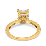 Cushion Cut Art Deco Vintage Engagement Wedding Bridal Ring Round Simulated Cubic Zirconia Accent 925 Sterling Silver