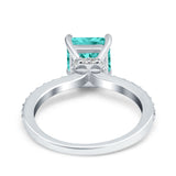Cushion Cut Art Deco Vintage Engagement Wedding Bridal Ring Round Simulated Cubic Zirconia Accent 925 Sterling Silver