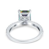 Cushion Cut Art Deco Vintage Engagement Wedding Bridal Ring Round Simulated Cubic Zirconia Accent 925 Sterling Silver