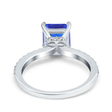 Cushion Cut Art Deco Vintage Engagement Wedding Bridal Ring Round Simulated Cubic Zirconia Accent 925 Sterling Silver