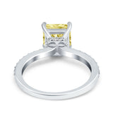 Cushion Cut Art Deco Vintage Engagement Wedding Bridal Ring Round Simulated Cubic Zirconia Accent 925 Sterling Silver