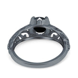 Art Deco Filigree Wedding Engagement Bridal Ring Round Simulated Cubic Zirconia 925 Sterling Silver