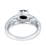 Art Deco Filigree Wedding Engagement Bridal Ring Round Simulated Cubic Zirconia 925 Sterling Silver
