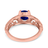 Art Deco Filigree Wedding Engagement Bridal Ring Round Simulated Cubic Zirconia 925 Sterling Silver