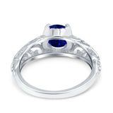 Art Deco Filigree Wedding Engagement Bridal Ring Round Simulated Cubic Zirconia 925 Sterling Silver