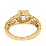 Art Deco Filigree Wedding Engagement Bridal Ring Round Simulated Cubic Zirconia 925 Sterling Silver
