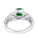 Art Deco Filigree Wedding Engagement Bridal Ring Round Simulated Cubic Zirconia 925 Sterling Silver