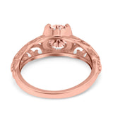 Art Deco Filigree Wedding Engagement Bridal Ring Round Simulated Cubic Zirconia 925 Sterling Silver