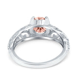 Art Deco Filigree Wedding Engagement Bridal Ring Round Simulated Cubic Zirconia 925 Sterling Silver