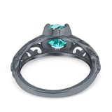 Art Deco Filigree Wedding Engagement Bridal Ring Round Simulated Cubic Zirconia 925 Sterling Silver