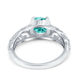 Art Deco Filigree Wedding Engagement Bridal Ring Round Simulated Cubic Zirconia 925 Sterling Silver