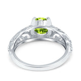 Art Deco Filigree Wedding Engagement Bridal Ring Round Simulated Cubic Zirconia 925 Sterling Silver