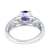 Art Deco Filigree Wedding Engagement Bridal Ring Round Simulated Cubic Zirconia 925 Sterling Silver