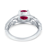 Art Deco Filigree Wedding Engagement Bridal Ring Round Simulated Cubic Zirconia 925 Sterling Silver