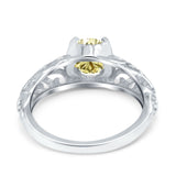Art Deco Filigree Wedding Engagement Bridal Ring Round Simulated Cubic Zirconia 925 Sterling Silver