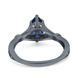 Marquise Art Deco Wedding Bridal Ring Simulated Cubic Zirconia 925 Sterling Silver