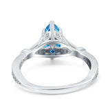 Marquise Art Deco Wedding Bridal Ring Simulated Cubic Zirconia 925 Sterling Silver