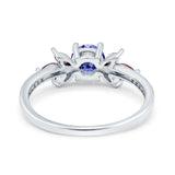 Marquise Wedding Ring Ruby Simulated Cubic Zirconia 925 Sterling Silver