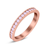 Full Eternity Stackable Band Wedding Ring Simulated CZ 925 Sterling Silver
