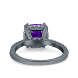 Half Eternity Art Deco Cushion Cut Wedding Engagement Bridal Ring Round Simulated Cubic Zirconia 925 Sterling Silver