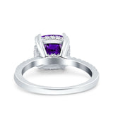 Half Eternity Art Deco Cushion Cut Wedding Engagement Bridal Ring Round Simulated Cubic Zirconia 925 Sterling Silver