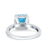 Half Eternity Art Deco Cushion Cut Wedding Engagement Bridal Ring Round Simulated Cubic Zirconia 925 Sterling Silver