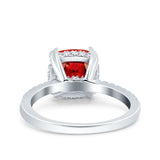 Half Eternity Art Deco Cushion Cut Wedding Engagement Bridal Ring Round Simulated Cubic Zirconia 925 Sterling Silver